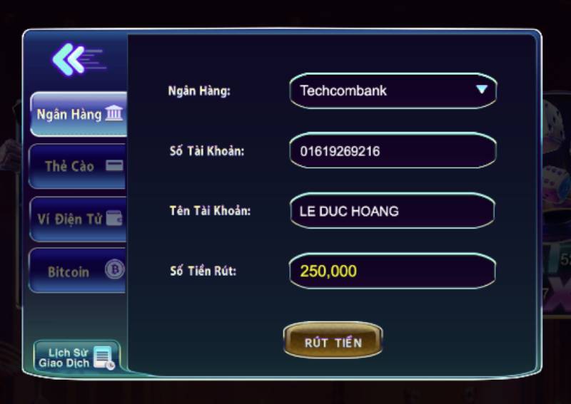 Chuyển tiền trực tiếp về tài khoản ngân hàng.